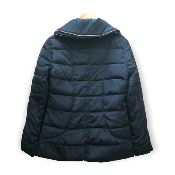 Costa Blanca Puffer Jacket Gold Zipper Accent Navy Color EUC - Picture 2 of 10